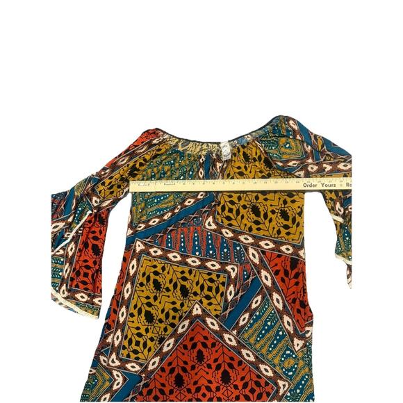 Lonesome Blouse Tunic Dress Womens Medium Multicolor Floral Off the Shoulder - Picture 9 of 10